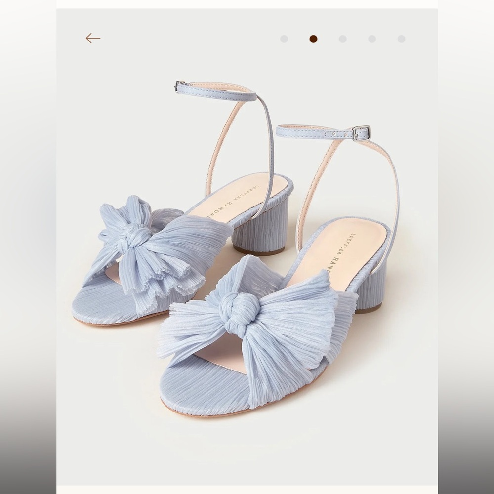 Loeffler Randall dahlia blue pleated bow heel - size 8